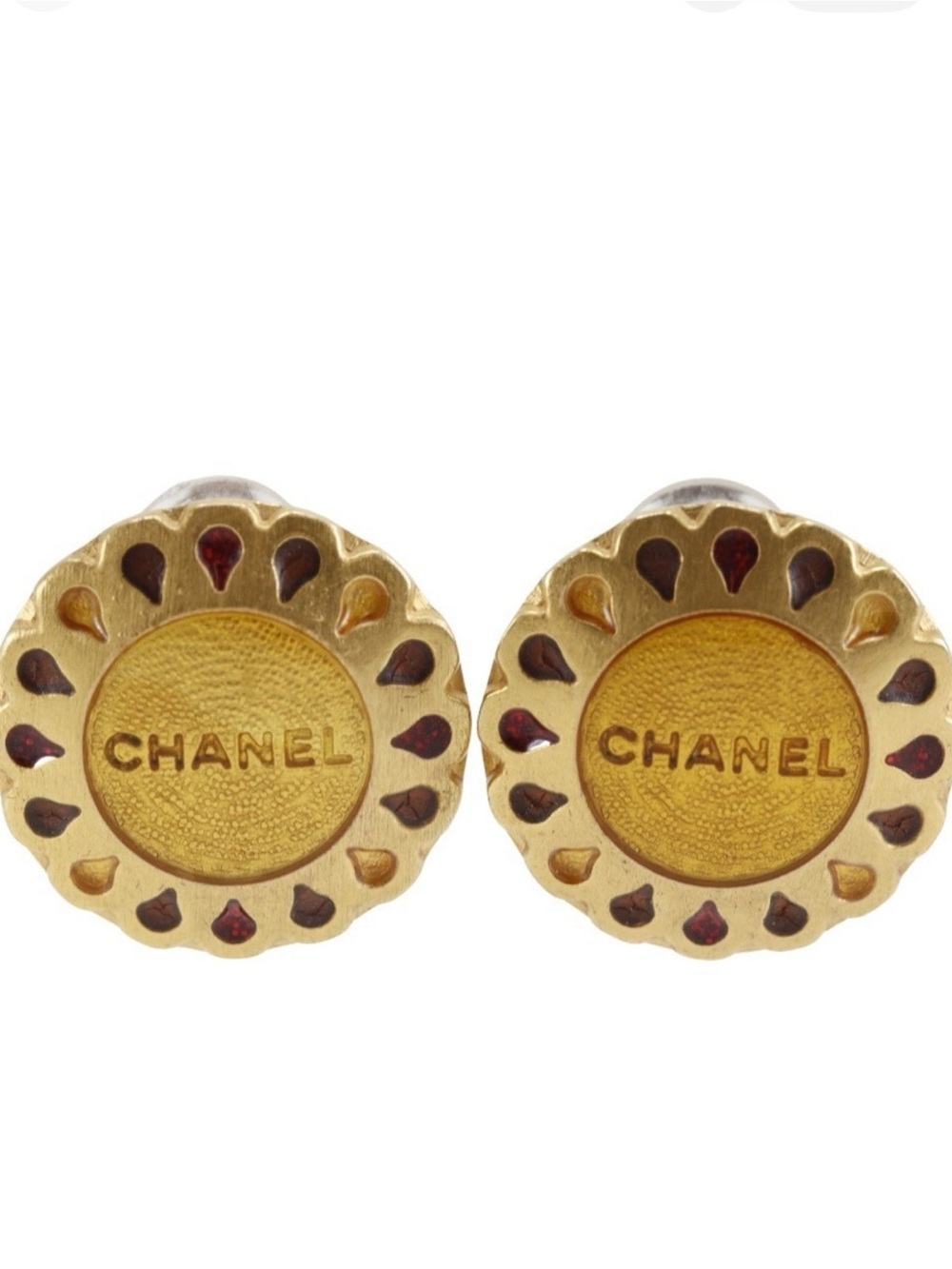 Chanel 24 carat gold plated Flower Teardrop Petal motif Earring